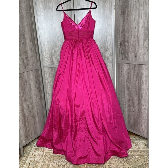 Mac Dugall Taffeta Ball Gown Magenta Color Spaghetti Straps Pockets Size 6 - Picture 14 of 14